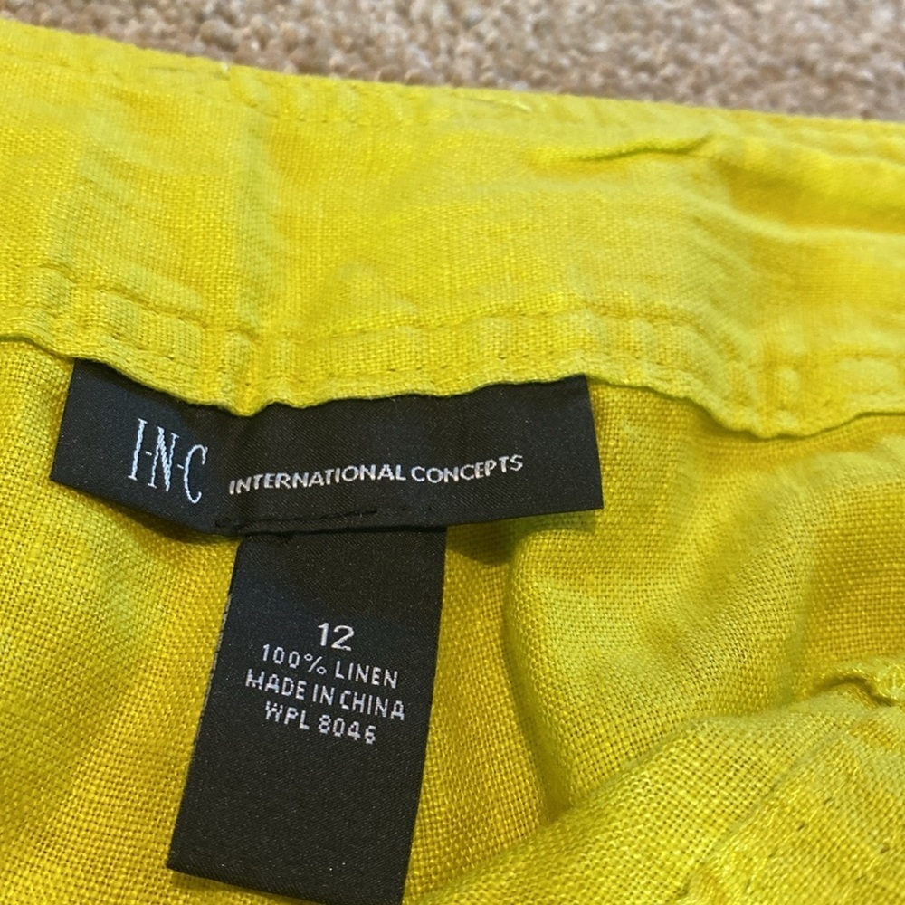 Linen Shorts Citrus Lemon Sz 12